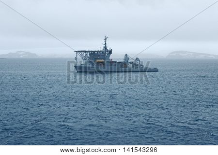 Brazilian Navy's Submarine Rescue Vessel near Maxwell Bay, King George Island, Antarctica