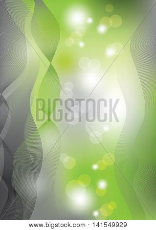 Green abstract background with bokeh effect lights.