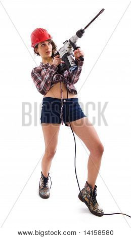 Schönheit mit großen Bohrer