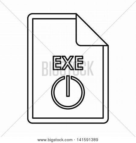 EXE extension text file icon in outline style isolated on white background