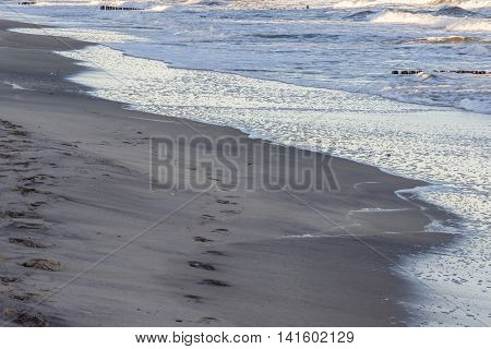 View on Sandy Baltic beach - Mielno Poland.
