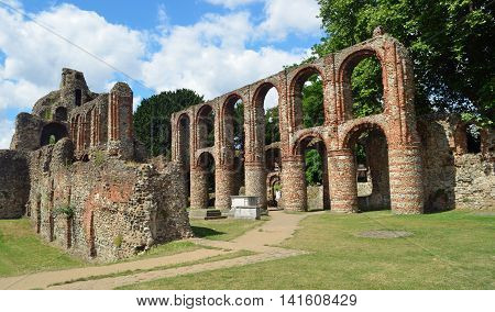 COLCHESTER, ESSEX, ENGLAND - AUGUST 06, 2016: The remains of St. Botolph's Priory a Medieval Augustinian religious house in Colchester.