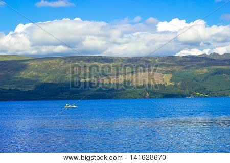 Beautiful summer landscape at Loch Lomond in Luss Scotland UK