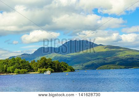 Beautiful summer landscape at Loch Lomond in Luss Scotland UK