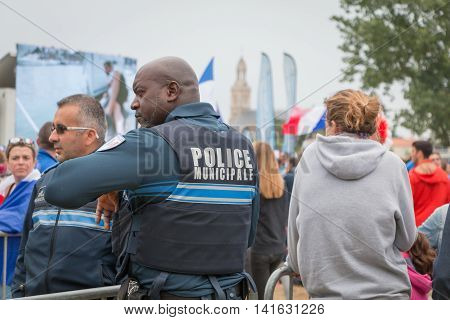 French Municipal Police Monitoring The Public
