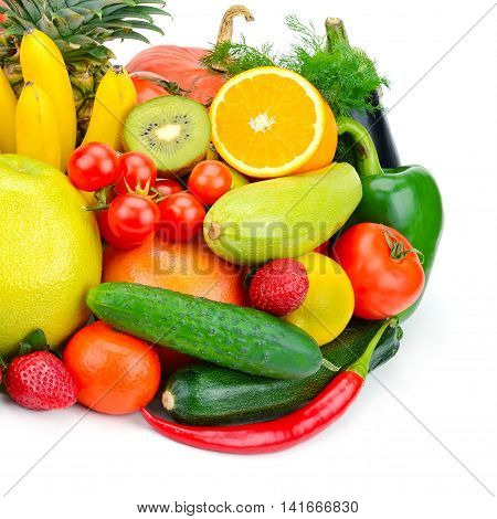 fruits and vegetables isolated on white background