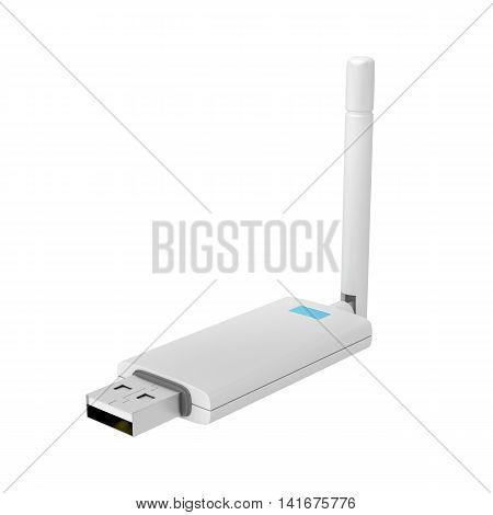 Usb wireless network adapter isolated on white background, 3D illustration