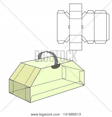 Vector Illustration of Diecut Craft Box for Design, Website, Background, Banner. Retail Folding package Template. Fold pack with dieline for your brand on it