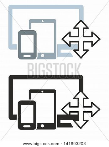 Icon symbol for responsive web design with desktop tablet and mobile icons. Two colourways provided.