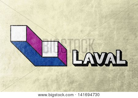 Flag Of Laval, Quebec, Canada, Painted On Leather Texture