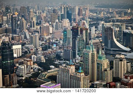 Bangkok cityscape in the business district. Top view