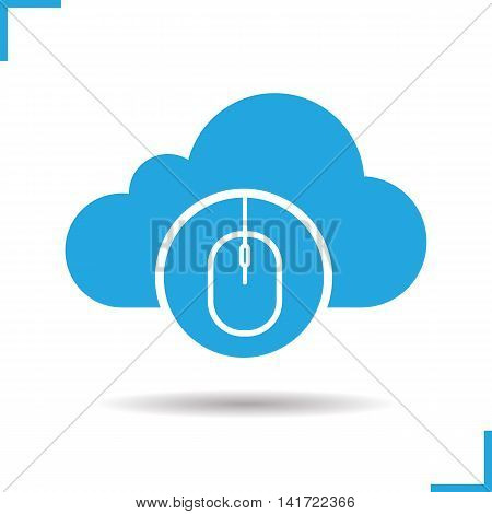 Cloud storage access icon. Drop shadow cloud computing technology silhouette symbol. Negative space. Web storage. Vector isolated illustration