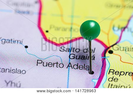 Puerto Adela pinned on a map of Paraguay