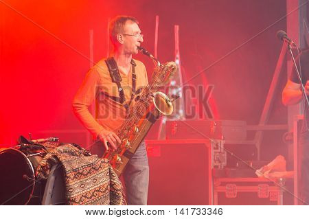 Saxophonist During A Free Concert