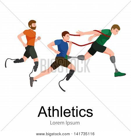 disabled athlete with prosthesis isolated concept, sport for people with prosthesis, physical activity and competition for invalid vector illustration