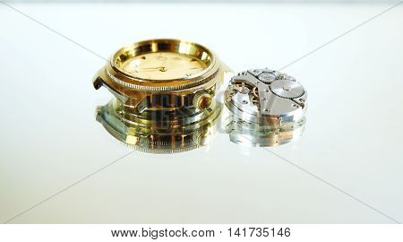 mechanisms and details of different hours on a diverse background photo for micro-stock