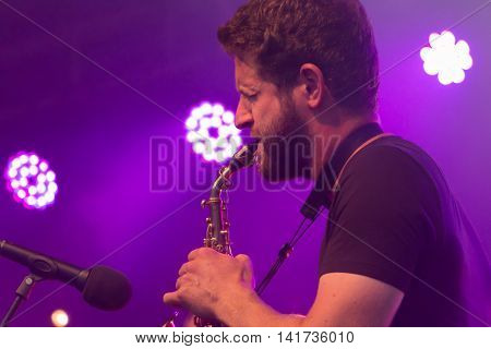 Saxophonist During A Free Concert