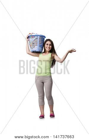 Woman feeling sressed after doing dirty laundry