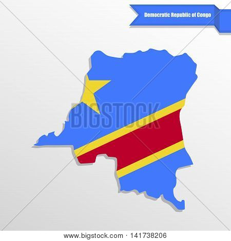 Democratic Repuplic of Congo map with flag inside and ribbon