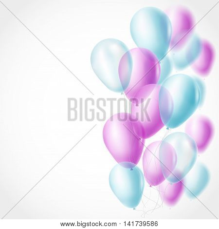 light blue and pink balloons background. vector illustration