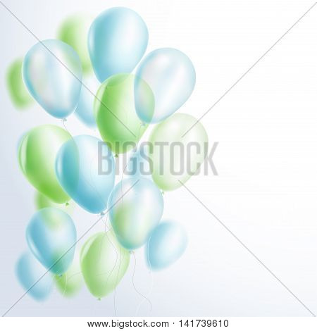 light blue and green balloons background. vector illustration
