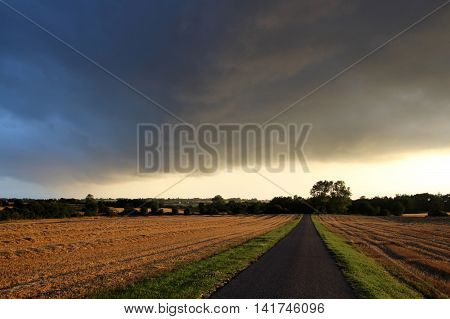 Storms and rain on the way on a summer day