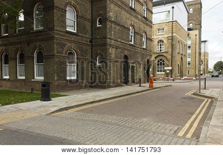 LONDON, UNITED KINGDOM - SEPTEMBER 13 2015: Royal Arsenal Street in Woolwich quartier of London United Kingdom