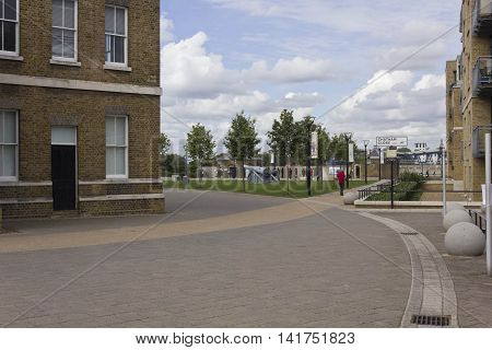 LONDON, UNITED KINGDOM - SEPTEMBER 13 2015: Royal Arsenal Street in Woolwich quartier of London United Kingdom