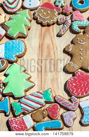 Gingerbreads are decorated for the new  year and Christmas (can be used as card)