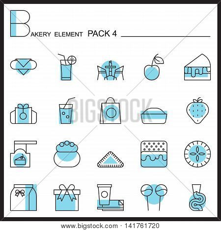 Bakery line icons set.Color icons pack 4.Pictagram outline.