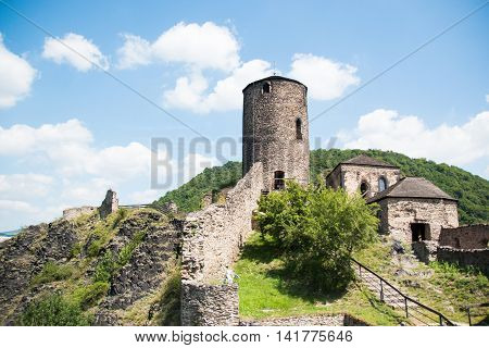 Castle Strekov in valley of river Labein czech republic