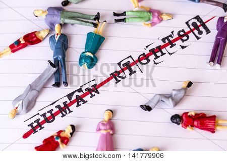 No Human Rights, Strikethrough Text On Paper
