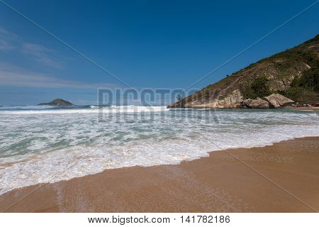 Empty tropical Grumari beach near Rio de Janeiro city