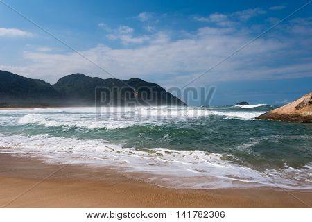 Empty tropical Grumari beach near Rio de Janeiro city