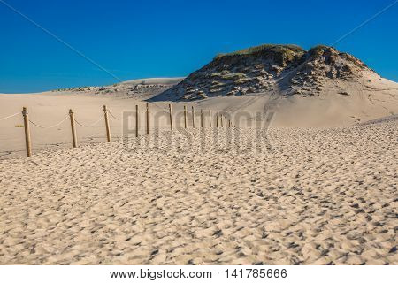 Moving dunes park near Baltic Sea in Leba Poland