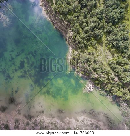 Blue Laggon See From Above In Old Sand Mine In Poland.