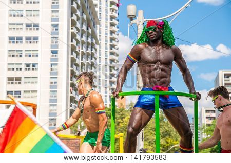 Toronto CA - 3 July 2016: gogo dancers performing during the pride parade