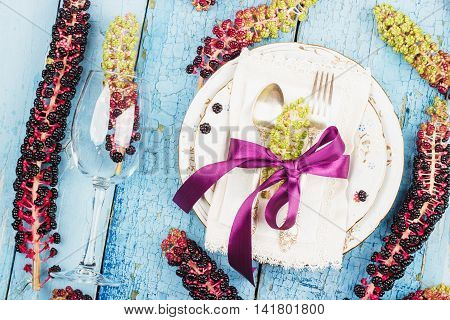 Tableware With Violet Flowers Of Lakonos American