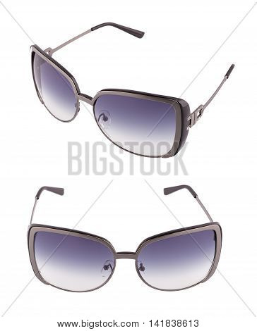 sun glasses set isolated over the white background from different sides.