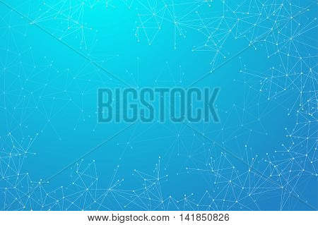 Geometric abstract connected line with dots. Big data visualization. Molecule and communication background. Social network information. Modern technology concept. Vector illustration
