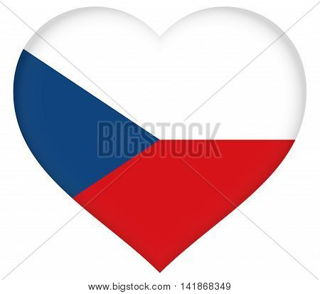 Illustration of the flag of the Czech Republic shaped like a heart