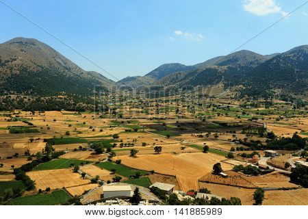 The view across Askifou plain, Crete, from the village of Kares. The plateau is high  in the Lefki Ora (White Mountains) and is presumably an ancient lake bed from before the Askifou Gorge opened