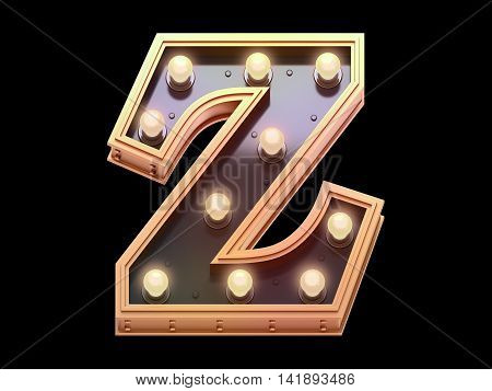 Gold lamp signboard font . 3d rendering