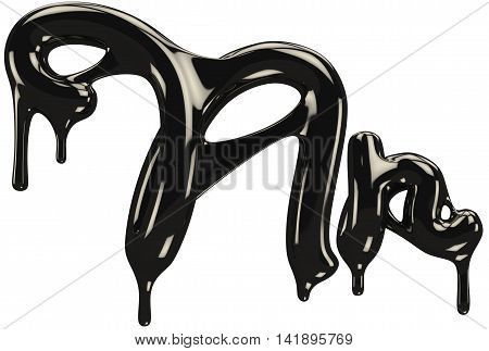 Petroleum black font with blobs. 3d rendering