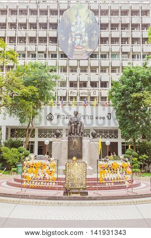 Bangkok, Thailand - June 5, 2016 : Prince Mahidol Memorial statue square at the center of Siriraj hospital in Bangkok