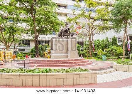 Bangkok, Thailand - June 5, 2016 : Prince Mahidol Memorial statue square at the center of Siriraj hospital in Bangkok