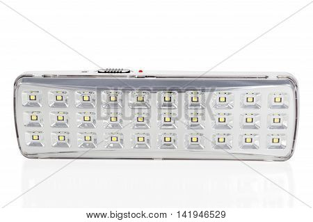 LED luminaire of a plurality of lamps with the switch and charging indicator isolated on a white background