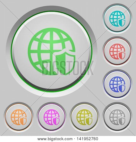Set of color internet security sunk push buttons.