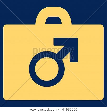 Potence Tools vector icon. Style is flat symbol, yellow color, rounded angles, blue background.