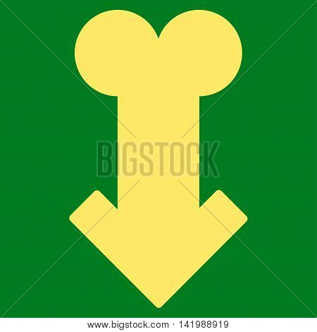 Male Sexual Disfunction vector icon. Style is flat symbol, yellow color, rounded angles, green background.